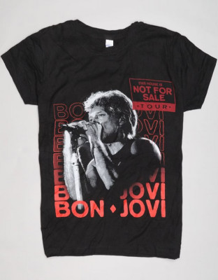 Bon Jovi Jonbon-front Muster - Schwarz Erwachsene Kurzärmelig T-shirt